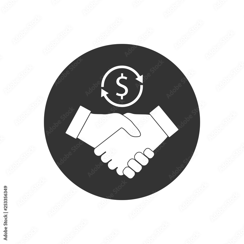 Business handshake icon. Vector illustration, flat design. Business handshake icon. Vector illustration, flat design.