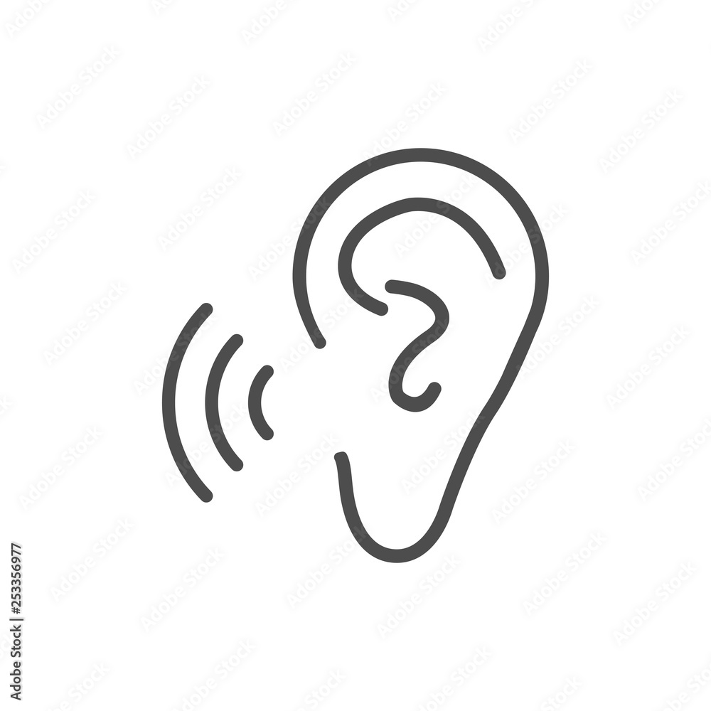 Ear hearing icon. Vector illustration, flat design. Ear hearing icon. Vector illustration, flat design.