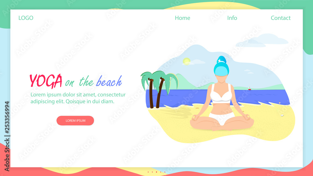 Girl in Lotus Position Sit on Sea Beach. Body Love Girl in Lotus Position Sit on Sea Beach. Body Love