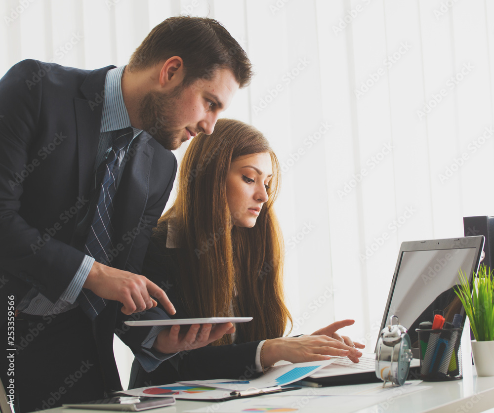 Businessman And Businesswoman Meeting In Modern Office Businessman And Businesswoman Meeting In Modern Office