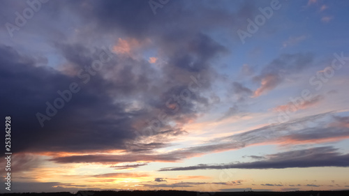 dramatic sunset with clouds