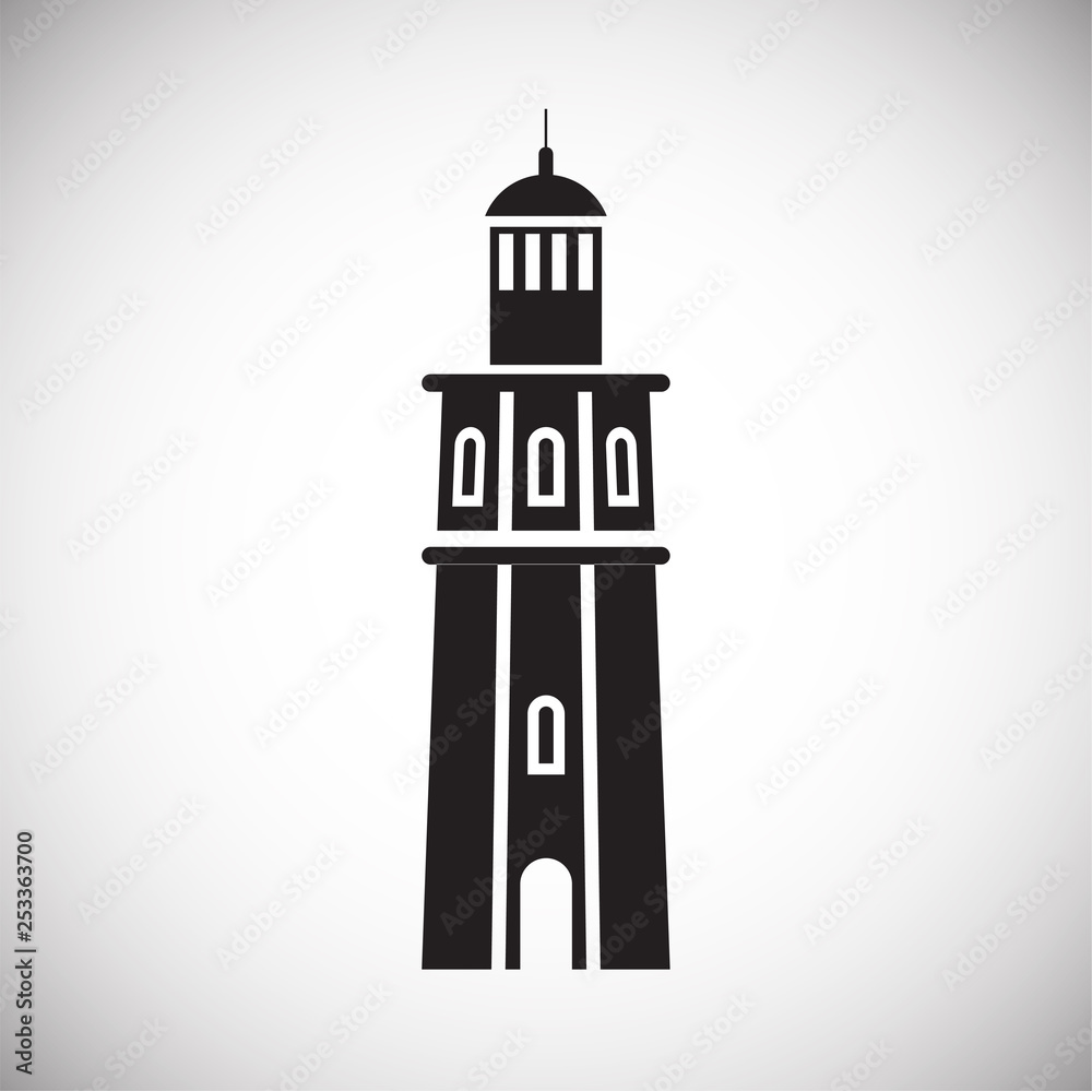 Lighthouse  icon on background for graphic and web design. Simple vector sign. Internet concept symbol for website button or mobile app.