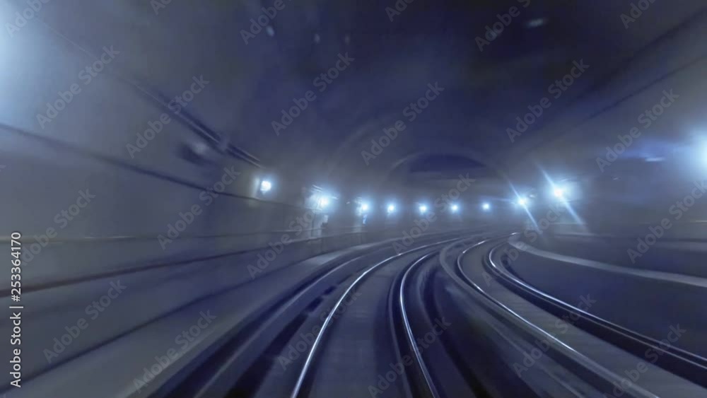 Subway train makes a curve Subway train makes a curve