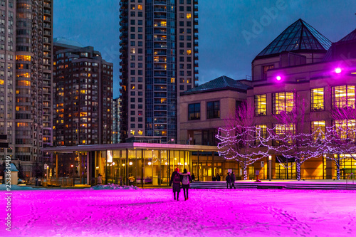 Photography Mississauga, Canada, February 14, 2019: The Square One during the winter, centre of Mississauga city part of greater Toronto area