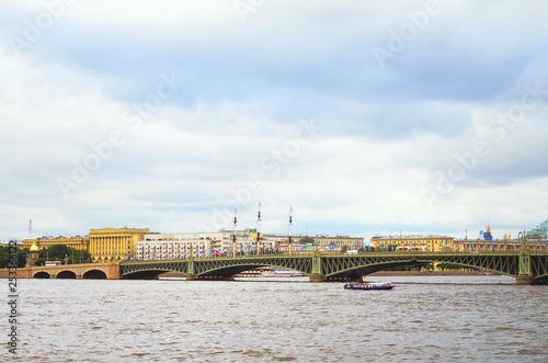 Saint Petersburg, RUSSIA - Beautiful bridge over the Neva River in St. Petersburg.