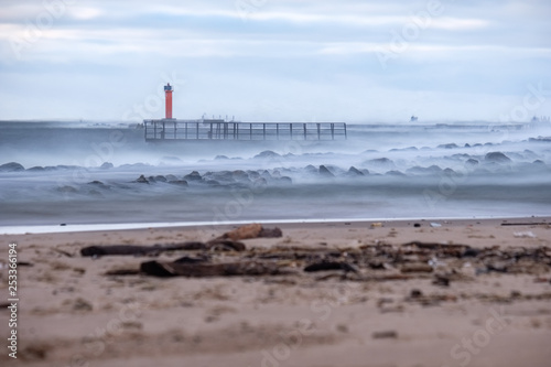 moderate storm in baltic sea near lighthouse © Martins Vanags