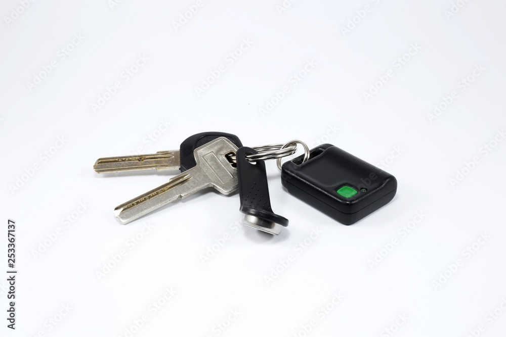 key with ring and chip for door, isolated on white background key with ring and chip for door, isolated on white background