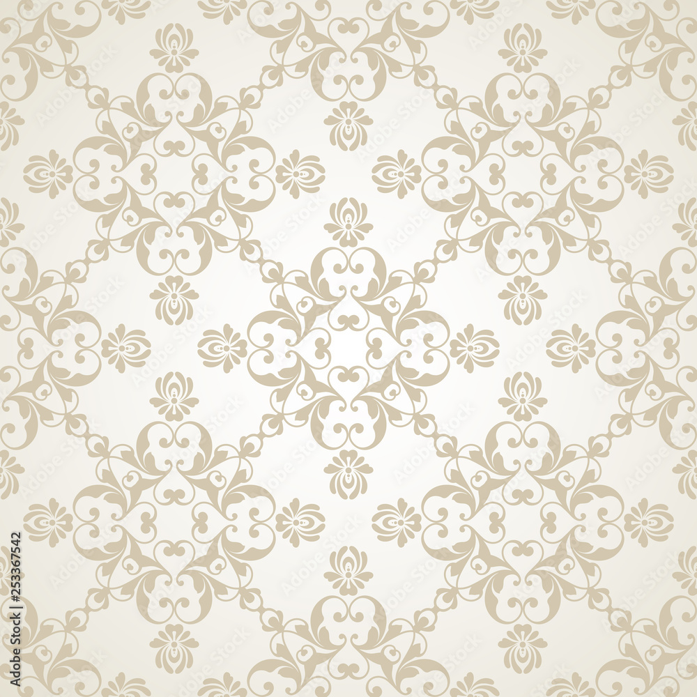 Vector light wedding background Seamless abstract pattern. Ornamental damask background with elegant pattern