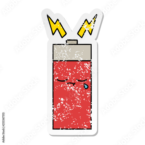 distressed sticker of a cute cartoon battery