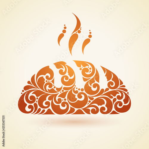 Abstract ornate fresh hot bread logo emblem icon symbol Decorative bakery design element Illustration for banner, poster, 