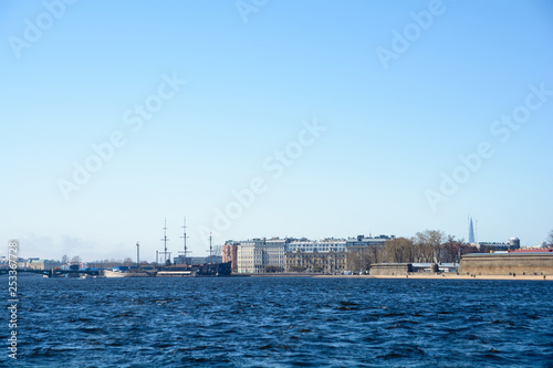 View of buildings, streets, bridges, rivers and canals of St. Petersburg, Russia. © olegator1977