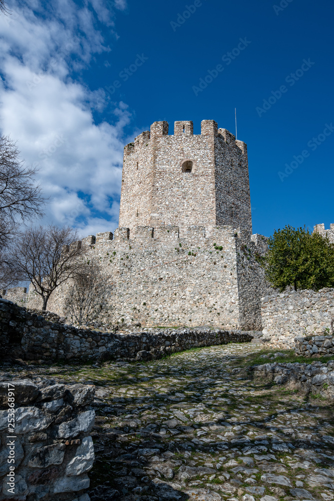 12th century Old Byzantine castle in Platamonas .Olympus region Macedonia Greece