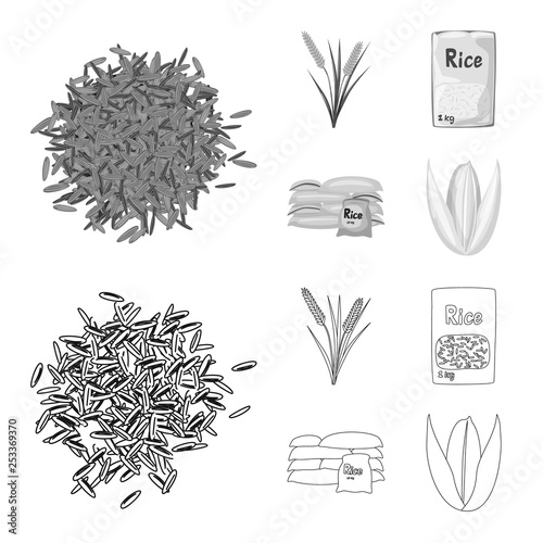 Vector design of crop and ecological sign. Collection of crop and cooking stock vector illustration.