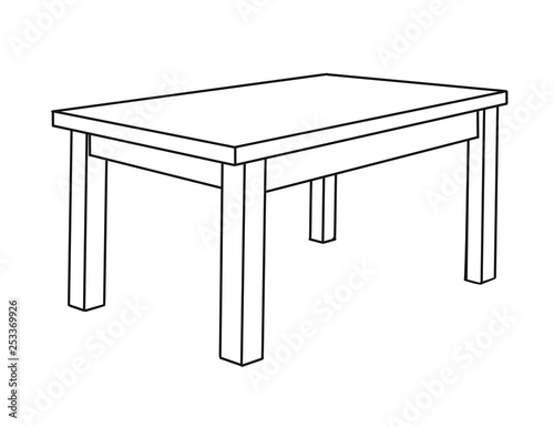 Realistic sketch of the table in perspective. Vector
