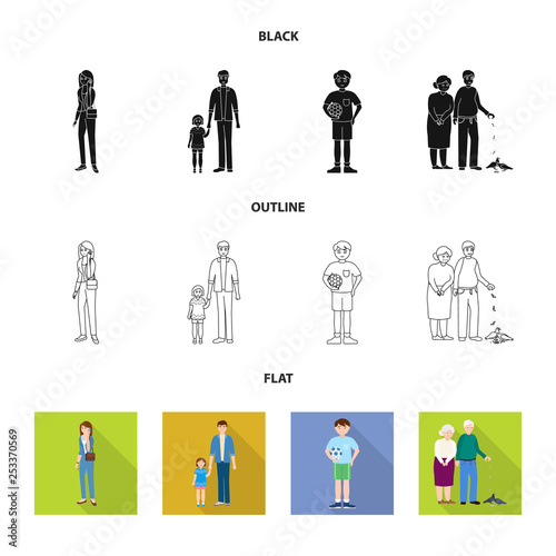 Isolated object of character and avatar icon. Set of character and portrait stock vector illustration.