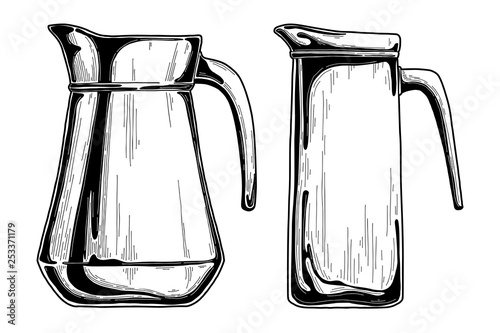 Realistic sketch of a jug. Vector illustration