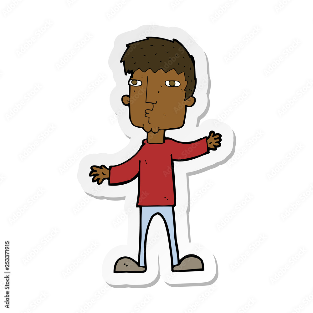 sticker of a cartoon curious man sticker of a cartoon curious man