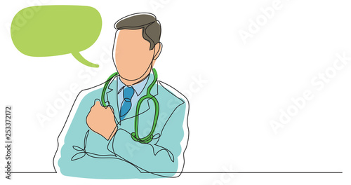 one line vector drawing of hospital man doctor thinking