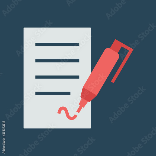 Silhouette icon put signature on document