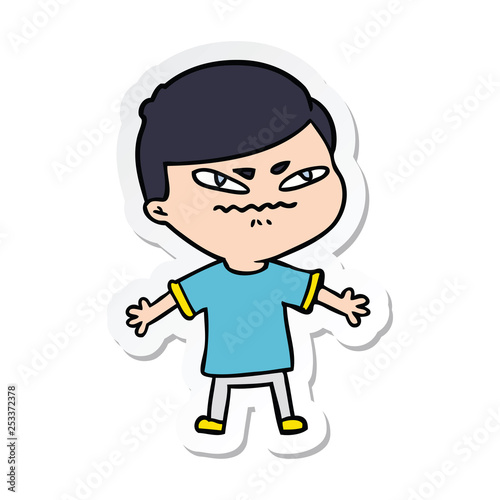 sticker of a cartoon exasperated man