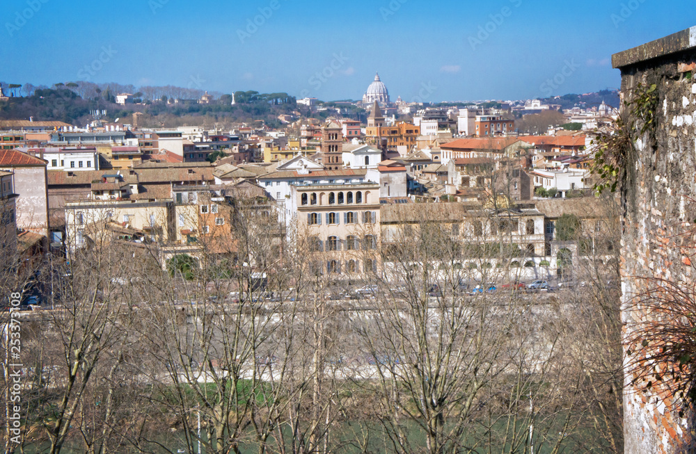 View of the St. Peter's Dome - Rome Italy from the Aventine hill