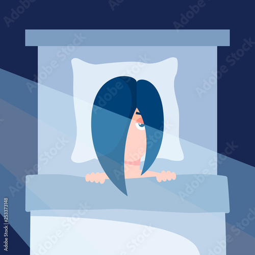 Insomnia vector concept in simple flat style