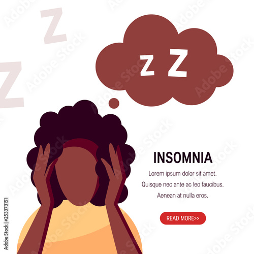 Insomnia vector concept in simple flat style