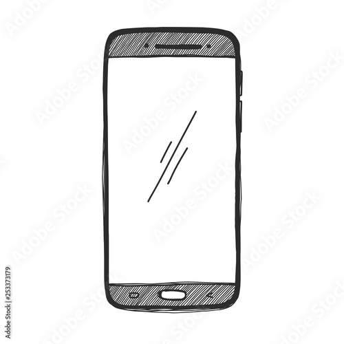 Sketch smartphone. The phone is isolated on a white background.