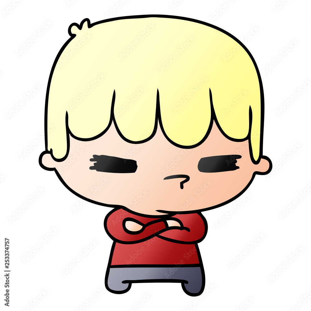 gradient cartoon of a kawaii cute cross boy gradient cartoon of a kawaii cute cross boy