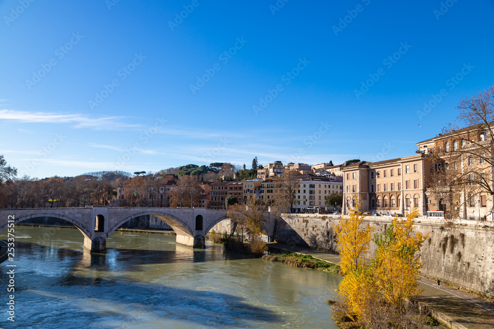 View of the Principe Amedeo Savoia bridge, Rome, Italy