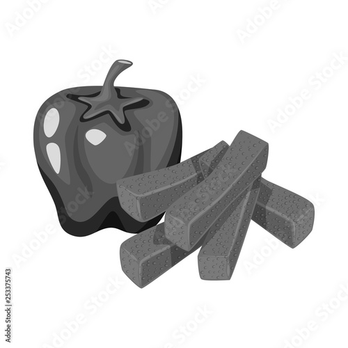 Isolated object of croutons  and bread logo. Set of croutons  and red stock vector illustration.
