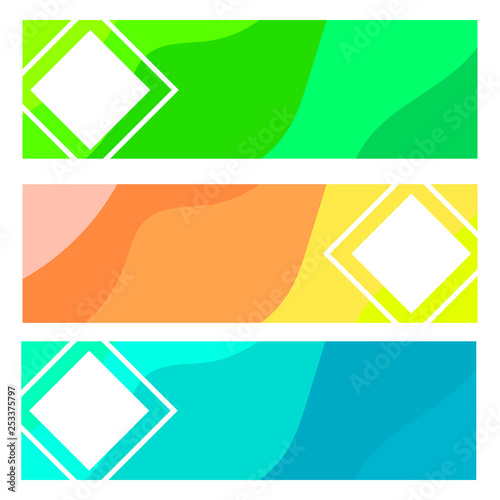 A set of three layouts for banners of different colors. Vector graphics