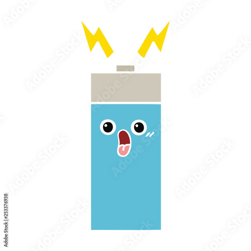 flat color retro cartoon battery