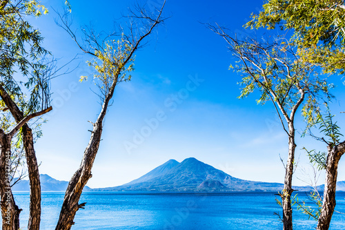 Atitlan & Toliman volcanoes, Lake Atitlan, Guatemala photo