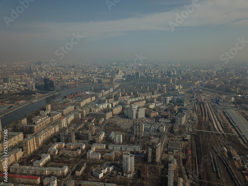 Canvas Print Buildings panorama moscow copter