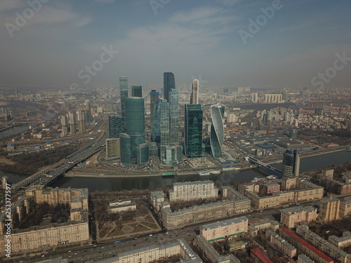 Fototapeta Naklejka Na Ścianę i Meble -  Buildings panorama moscow copter