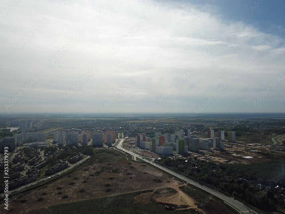 Panorama copter Moscow sity view