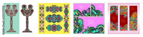 set of decorative flower template banner, card