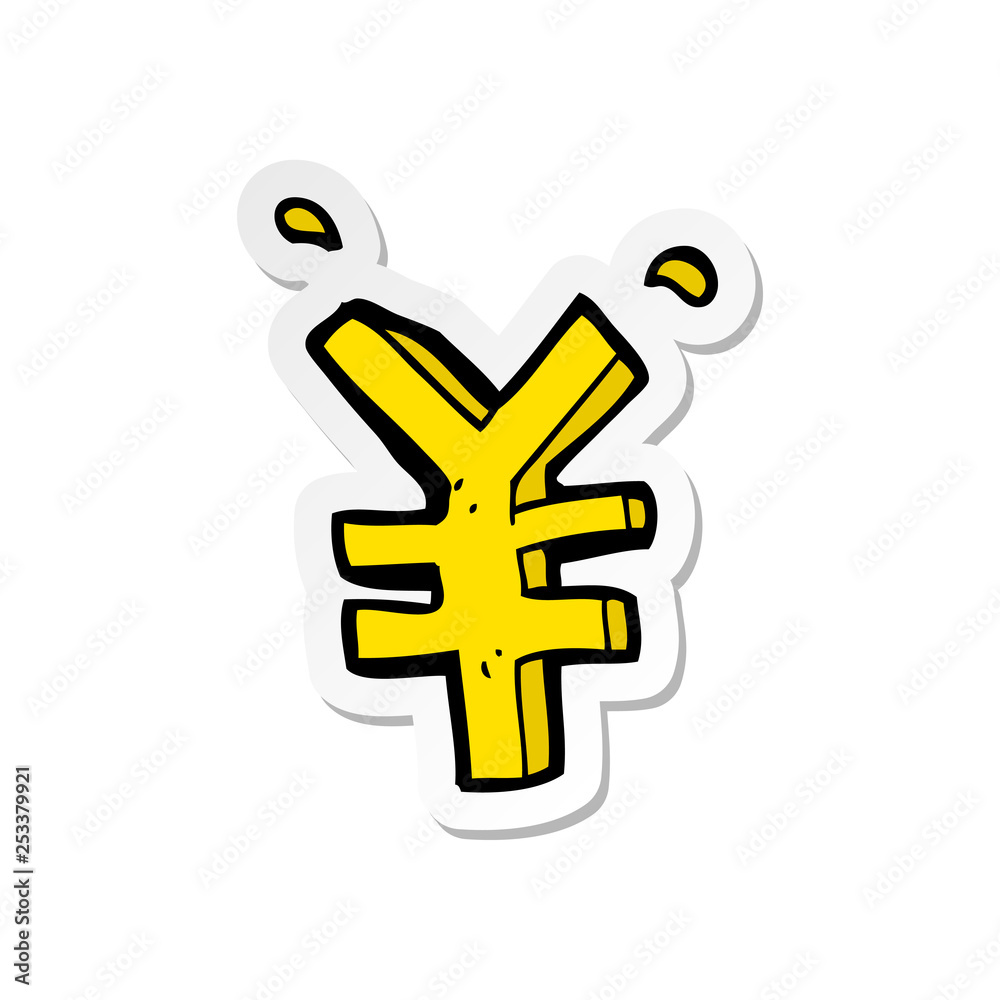 Obraz premium sticker of a cartoon yen symbol