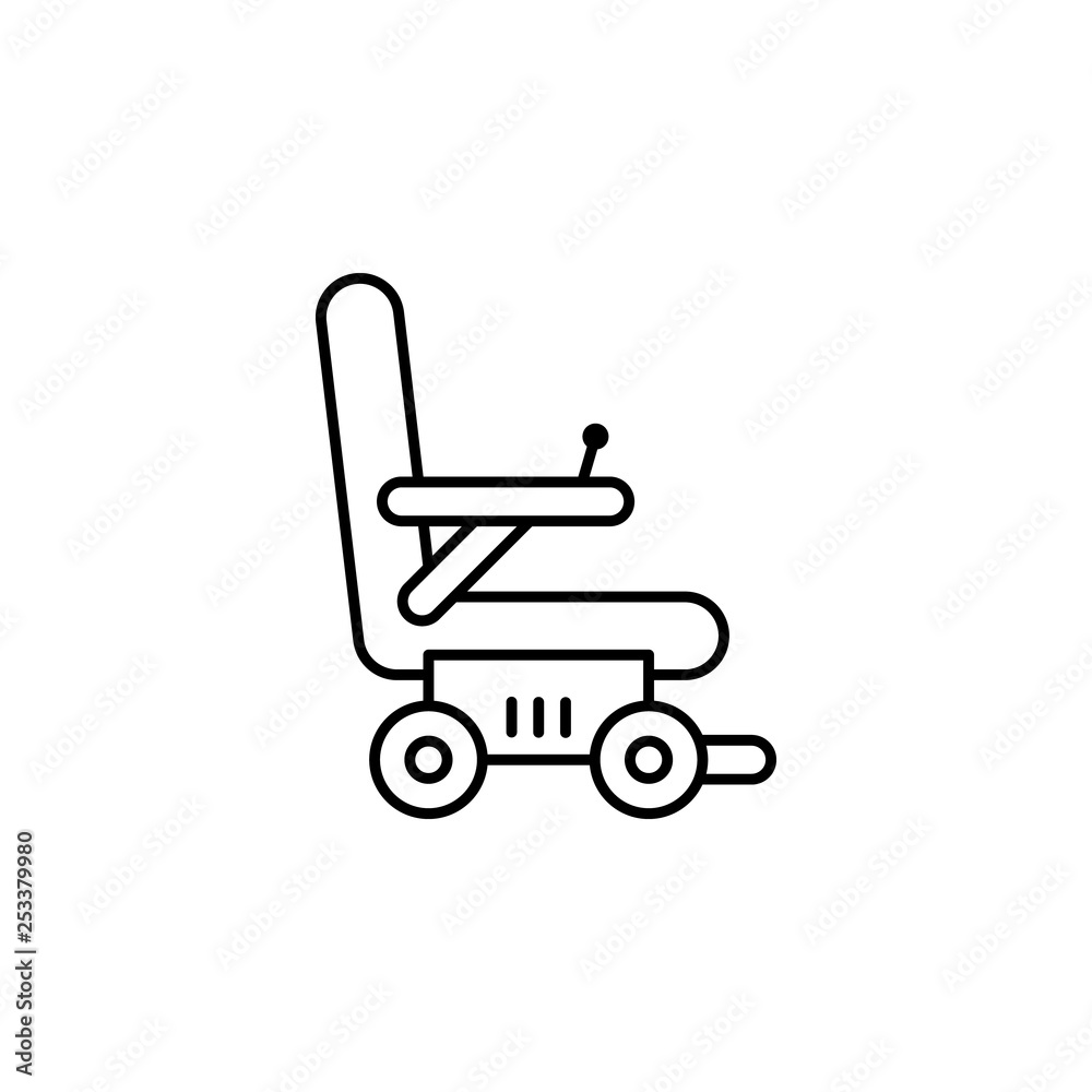Robotics wheelchair outline icon. Signs and symbols can be used for web, logo, mobile app, UI, UX Robotics wheelchair outline icon. Signs and symbols can be used for web, logo, mobile app, UI, UX