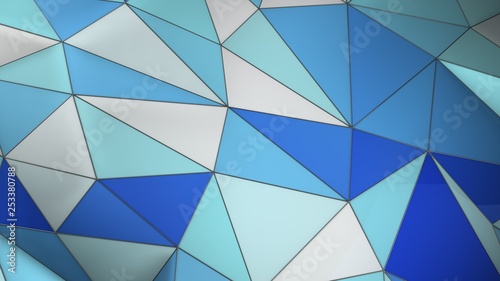 blue and white plexus abstract geometric background with triangles 3d render