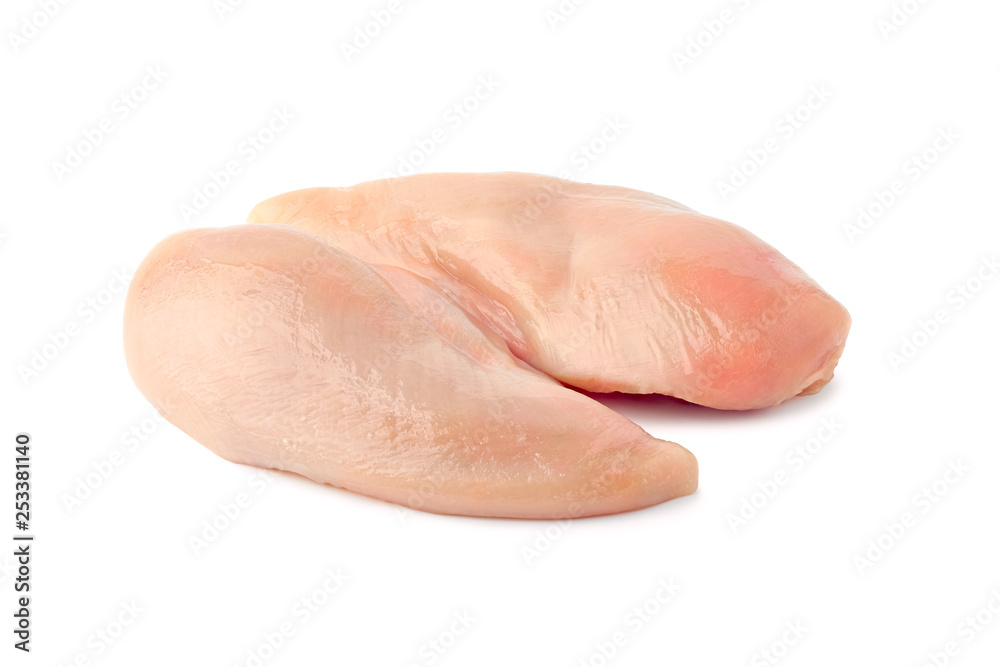 Raw chicken breast fillets on white background Raw chicken breast fillets on white background