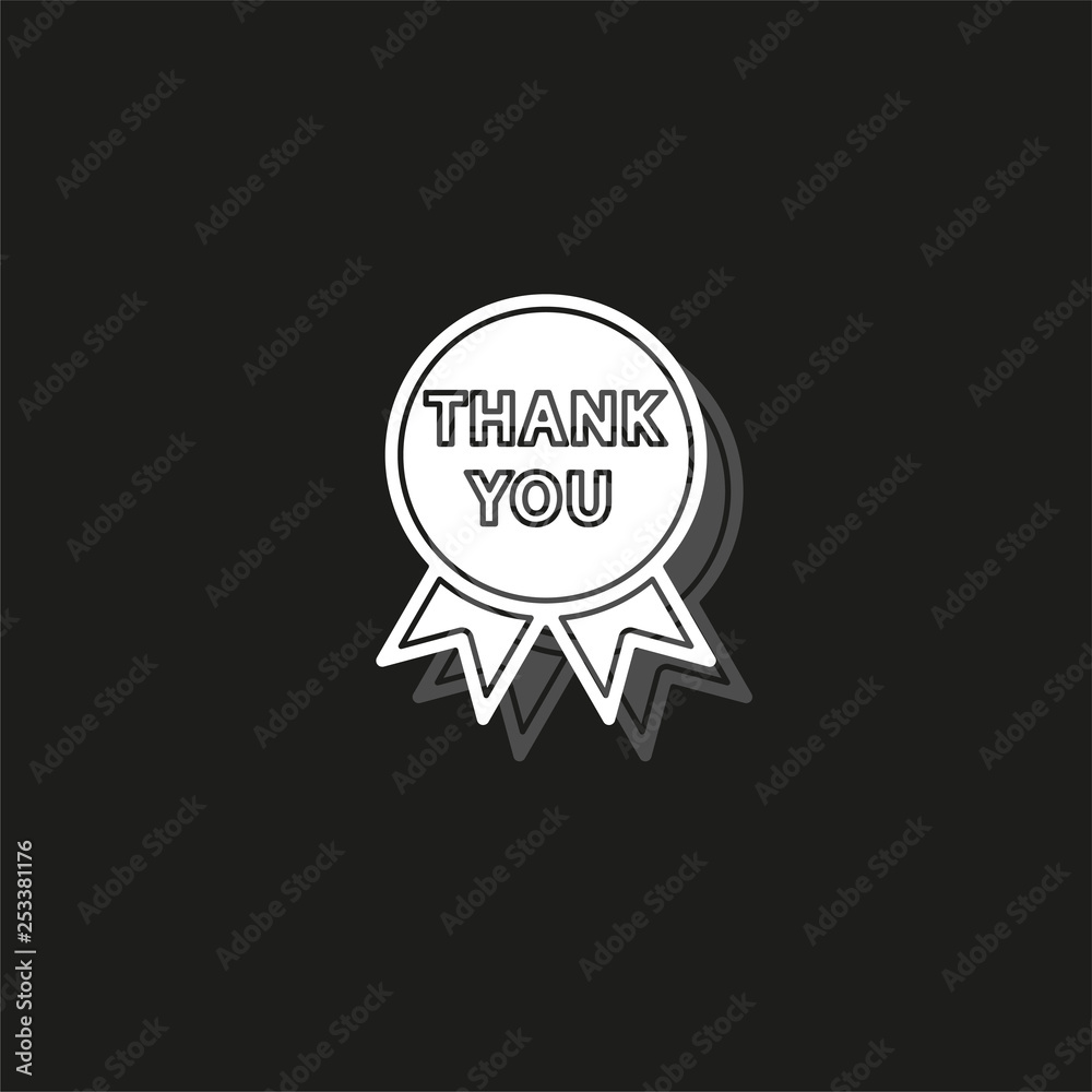 greeting Thank you tag on ribbon - label badge illustration isolated - thank you card