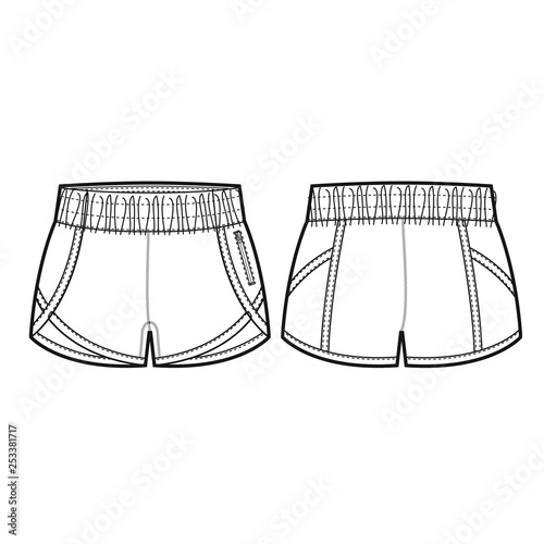Ladies Running Short Vector Template