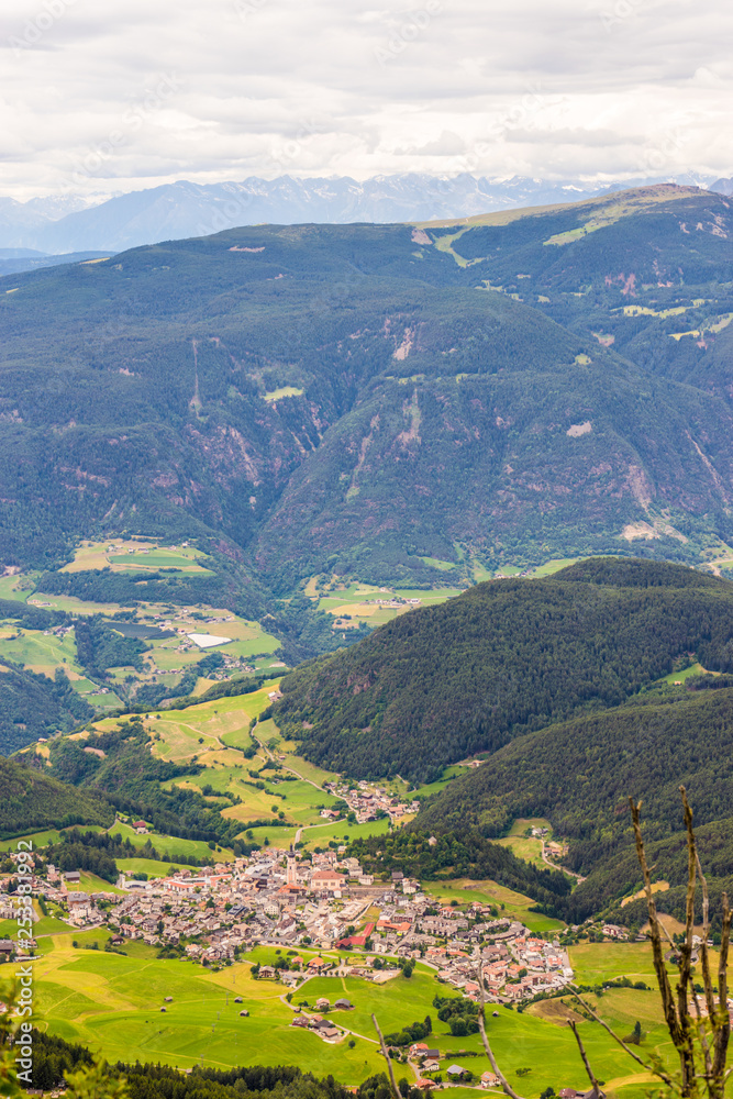 Alpe di Siusi, Seiser Alm with Sassolungo Langkofel Dolomite, a view of a mountain