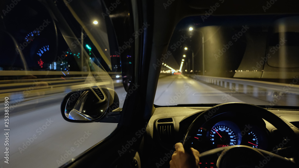 driving a car at night on the way driving a car at night on the way