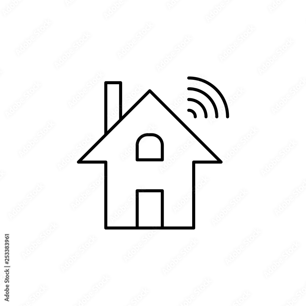 Robotics dominotics home wi-fi outline icon. Signs and symbols can be used for web, logo, mobile app, UI, UX Robotics dominotics home wi-fi outline icon. Signs and symbols can be used for web, logo, mobile app, UI, UX