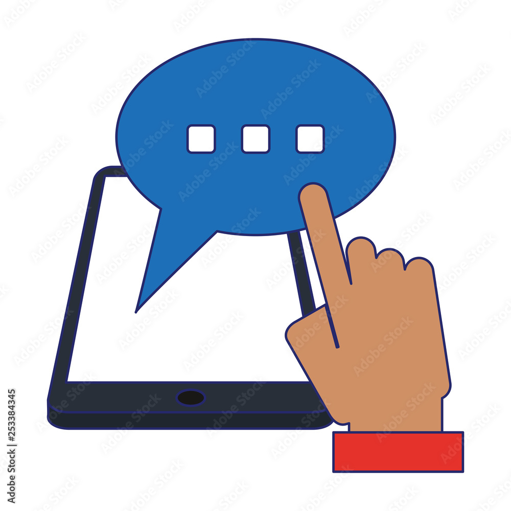 hands chatting with smartphone blue lines hands chatting with smartphone blue lines