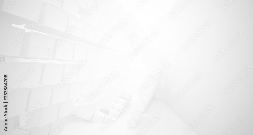 Abstract white parametric interior with window. 3D illustration and rendering. Abstract white parametric interior with window. 3D illustration and rendering.