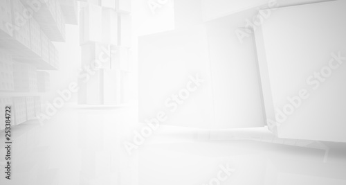 Abstract white parametric interior with window. 3D illustration and rendering.